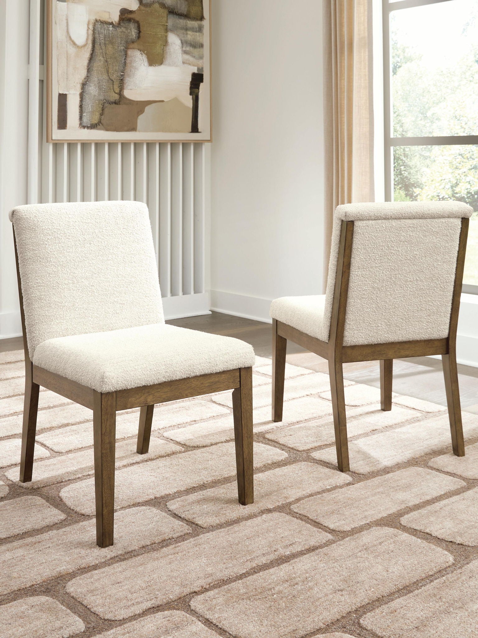 Marxmore - Sillas laterales tapizadas para comedor (juego de 2) - Beige/Marrón