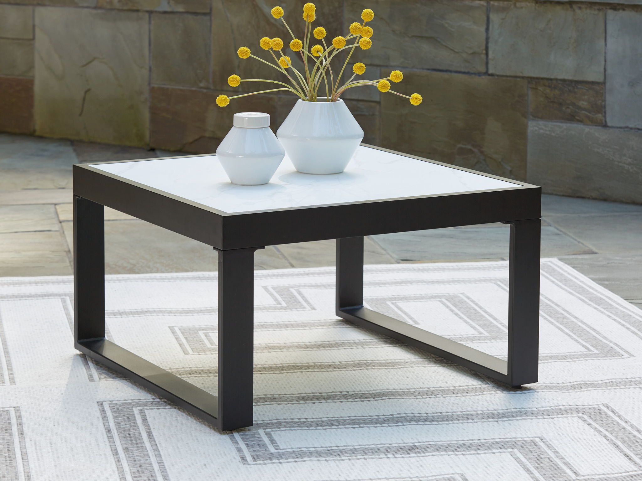 Beachloft - Mesa de cóctel cuadrada - Negro/Gris