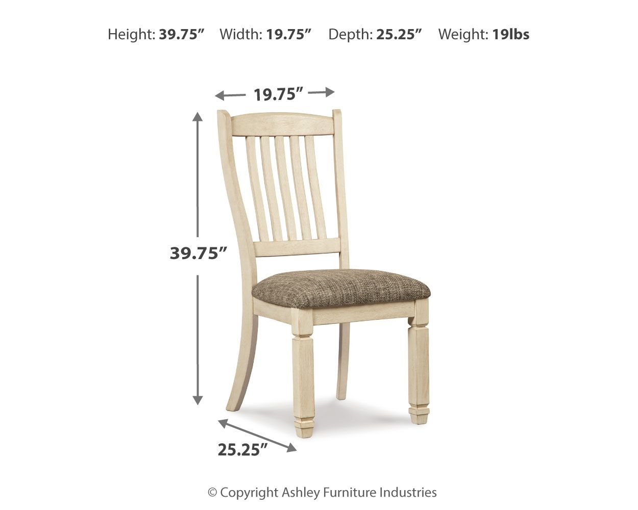 Bolanburg - Silla de comedor UPH (juego de 2) - Respaldo inclinado - Marrón/Beige