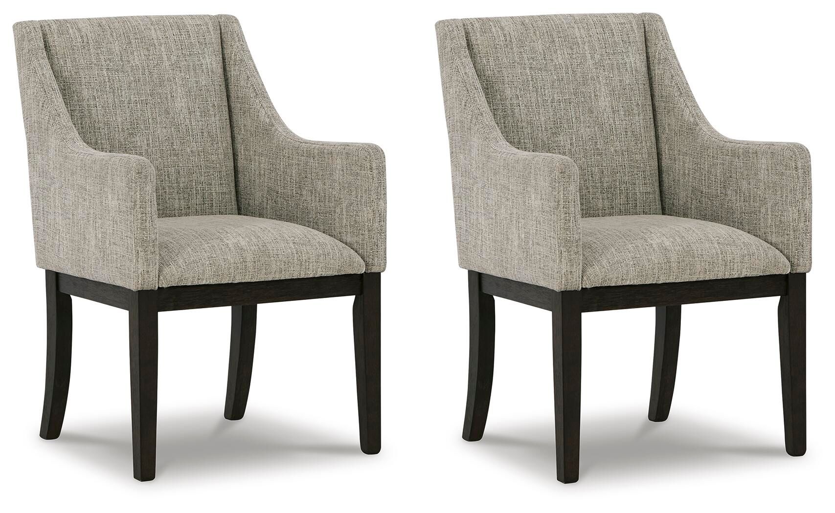 Burkhaus - Silla de comedor UPH con brazos (juego de 2) - Beige / Marrón oscuro