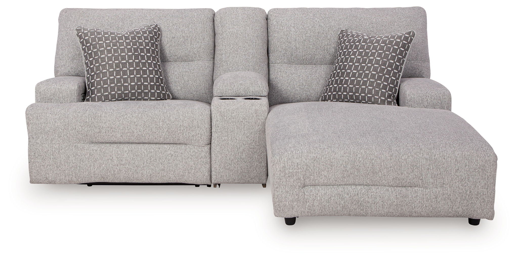 Acklen Place - 4 piezas - Sofá seccional reclinable eléctrico de 3 piezas con chaise longue Raf, sillón reclinable eléctrico de asiento ancho - Gris plomo