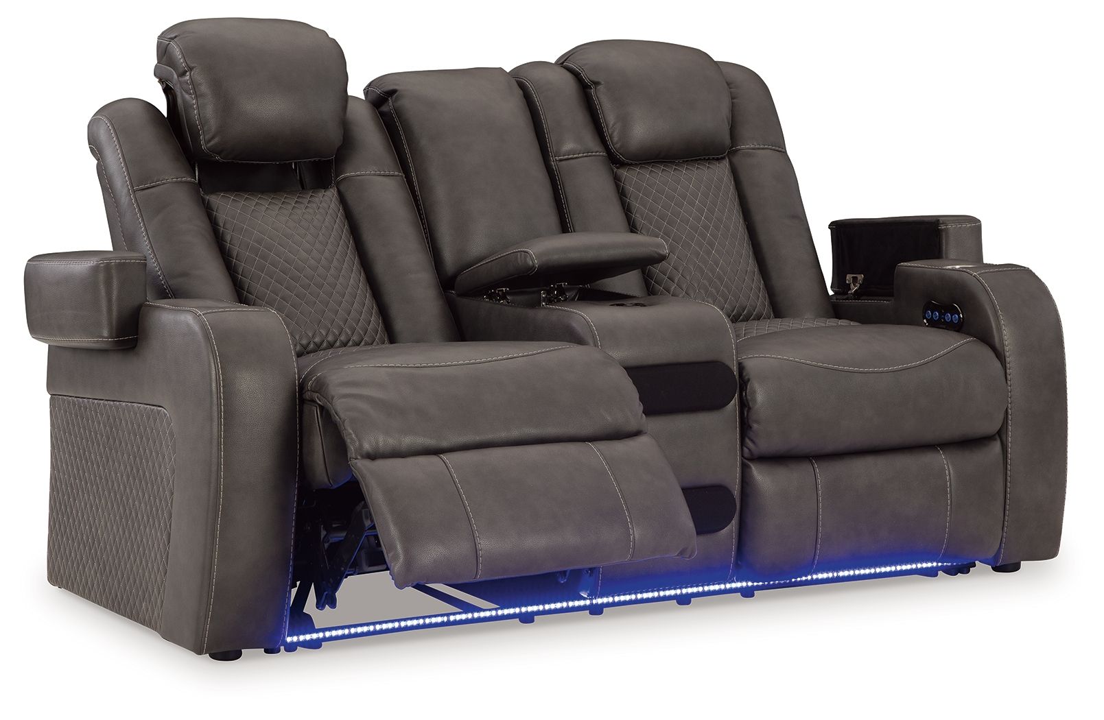 Fyne-dyme - Sofá de dos plazas reclinable eléctrico con consola/cabecero ajustable