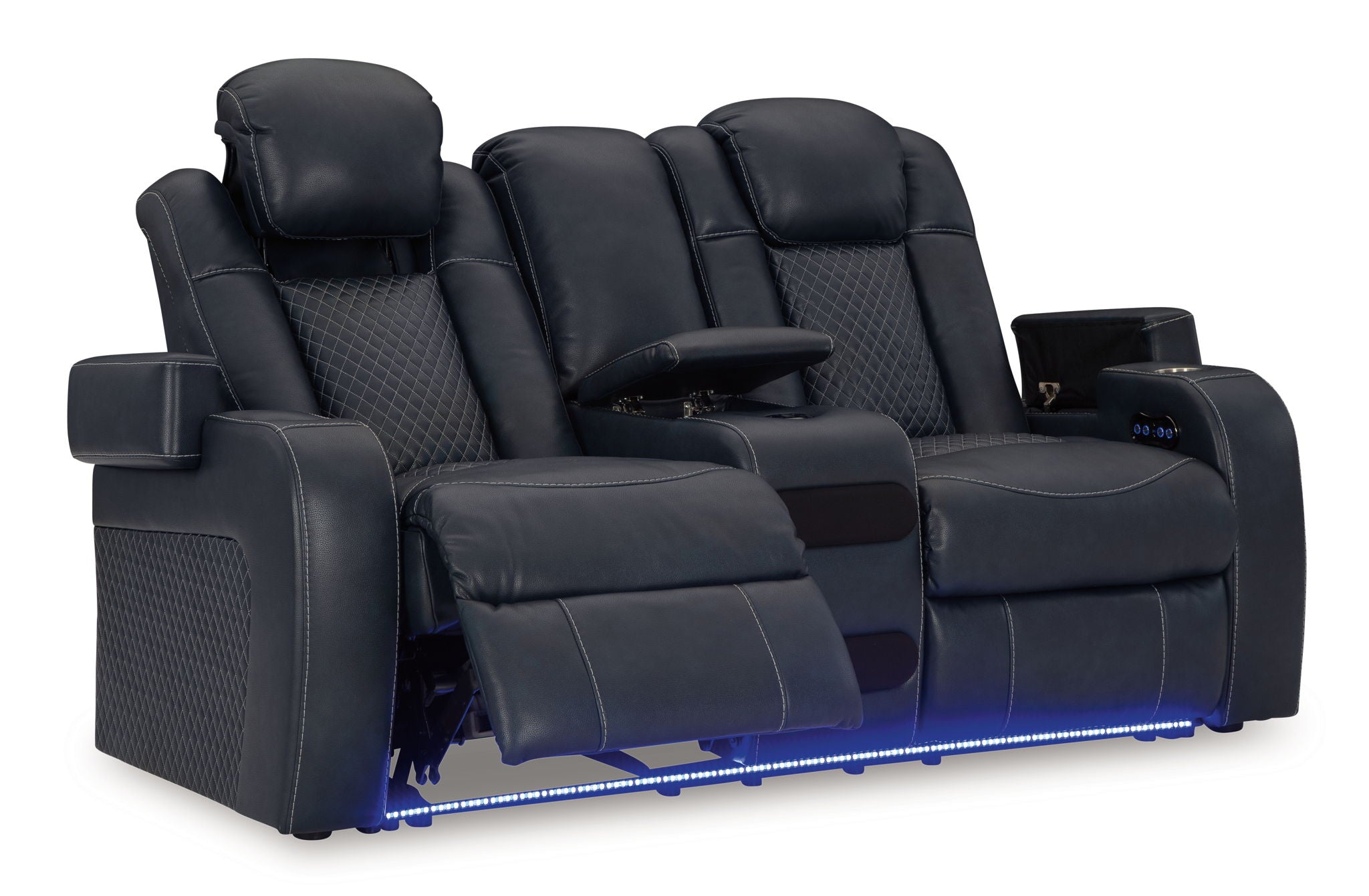 Fyne-dyme - Sofá de dos plazas reclinable eléctrico con consola/cabecero ajustable